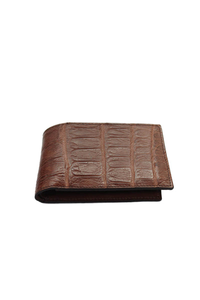 Tardini Mens Genuine American Alligator Small Wallet Brown