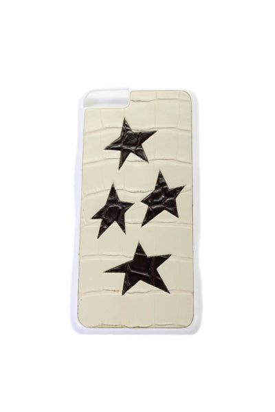 Tardini Unisex Adults Genuine American Alligator Geometric  iPhone Case Beige
