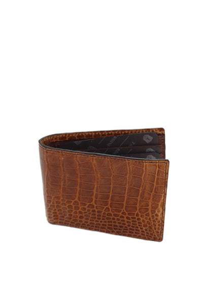 Tardini Mens Genuine American Alligator Small Wallet Light Brown