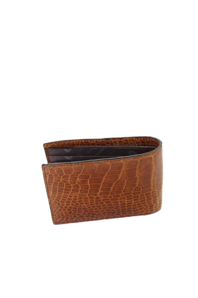 Tardini Mens Genuine American Alligator Small Wallet Light Brown