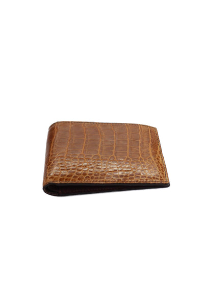 Tardini Mens Genuine American Alligator Small Wallet Light Brown