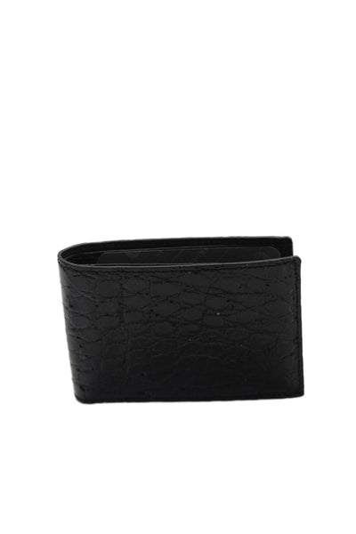 Tardini Mens Genuine American Alligator Bifold Small Wallet Black
