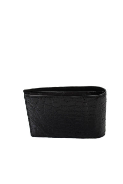 Tardini Mens Genuine American Alligator Bifold Small Wallet Black