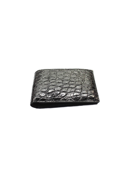 Tardini Mens Genuine American Alligator Bifold Small Wallet Black