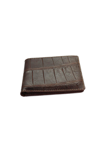 Tardini Mens Genuine American Alligator Bifold Wallet Brown