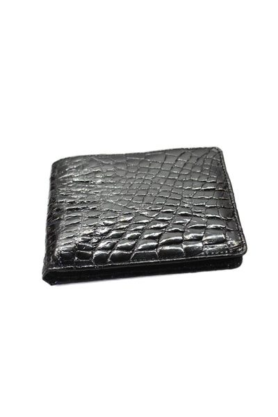Tardini Mens Genuine American Alligator Bifold Wallet Black