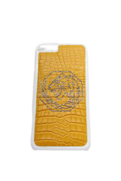 Tardini Unisex Adults Genuine American Alligator Jeweled iPhone Case Yellow