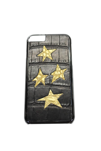 Tardini Unisex Adults Genuine American Alligator Geometric Phone Case Black Gold