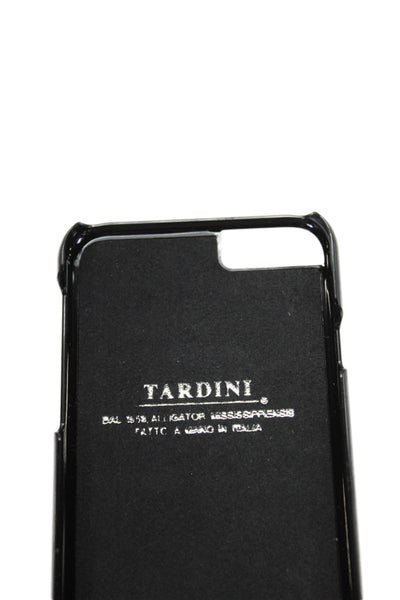 Tardini Unisex Adults Genuine American Alligator Geometric Phone Case Black Gold