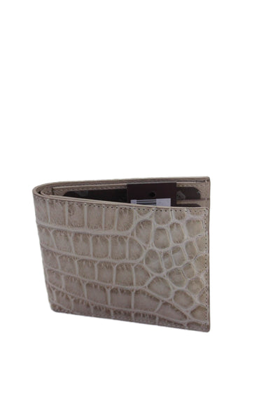 Tardini Mens Genuine American Alligator Bifold Wallet Beige