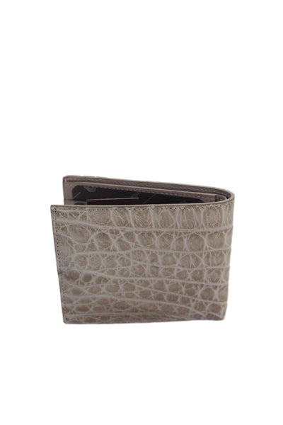 Tardini Mens Genuine American Alligator Bifold Wallet Beige