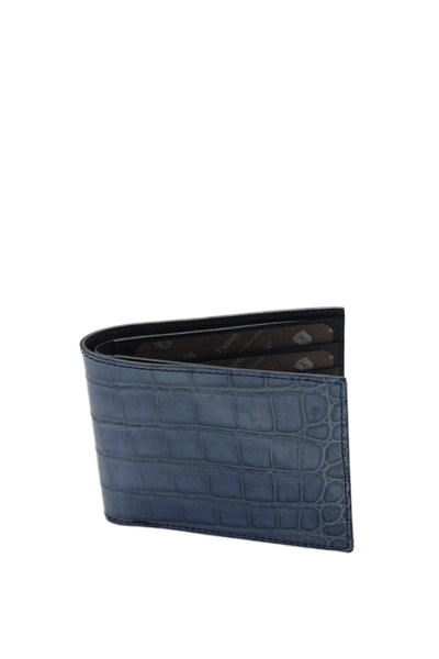 Tardini Mens Genuine American Alligator Bifold Wallet Light Blue