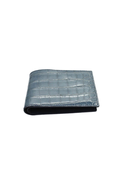 Tardini Mens Genuine American Alligator Bifold Wallet Light Blue