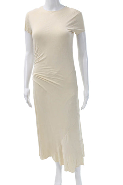 Ralph Lauren Women Maxi Dress Beige Viscose Short Sleeve Round Neck Size XS