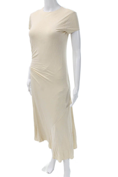 Ralph Lauren Women Maxi Dress Beige Viscose Short Sleeve Round Neck Size XS