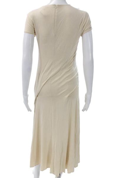 Ralph Lauren Women Maxi Dress Beige Viscose Short Sleeve Round Neck Size XS