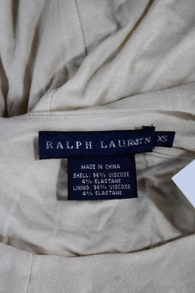 Ralph Lauren Women Maxi Dress Beige Viscose Short Sleeve Round Neck Size XS
