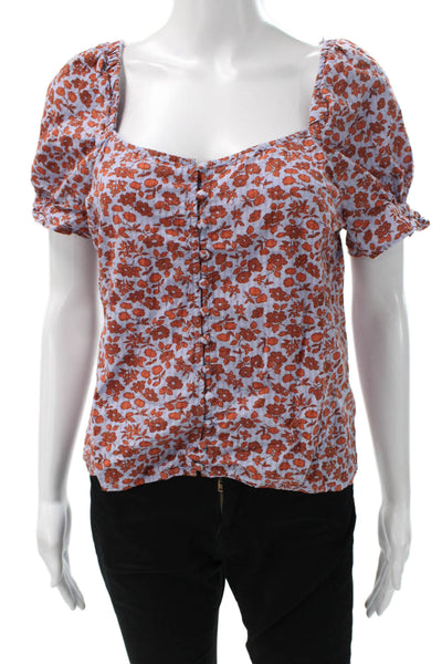 Madewell Women Cropped Floral Square Neck Short Sleeve Blouse Size 4