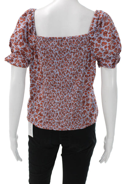 Madewell Women Cropped Floral Square Neck Short Sleeve Blouse Size 4