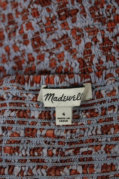 Madewell Women Cropped Floral Square Neck Short Sleeve Blouse Size 4