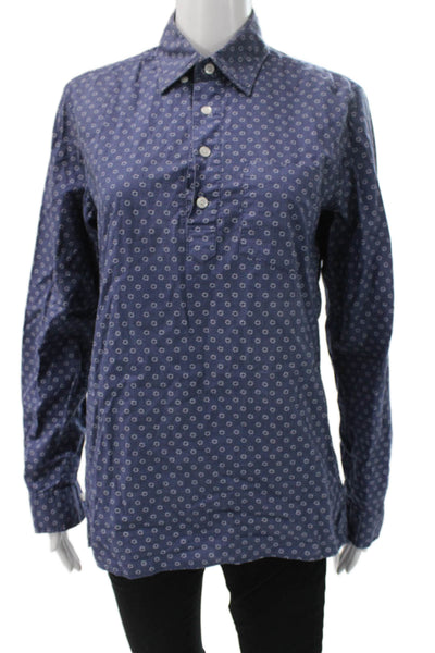 J Crew Mens Button Down Cotton Blue Geometric Collared Long Sleeve Size XS