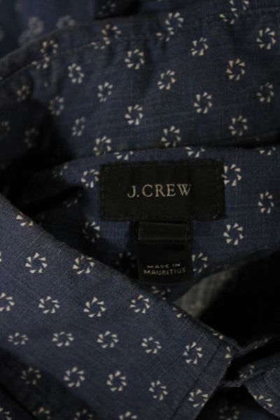 J Crew Mens Button Down Cotton Blue Geometric Collared Long Sleeve Size XS