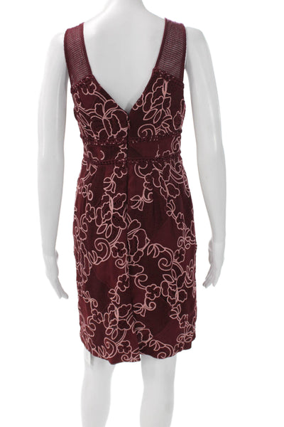 Moulinette Soeurs Anthropologie Women Sheath Floral Red VNeck Dress Size 4