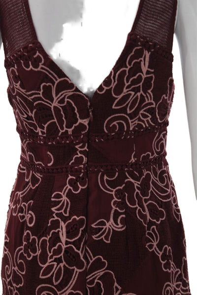 Moulinette Soeurs Anthropologie Women Sheath Floral Red VNeck Dress Size 4
