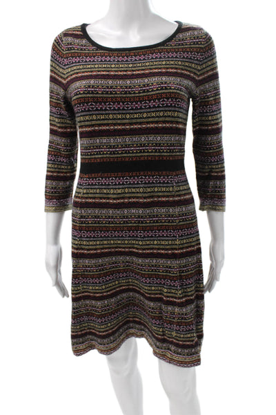 Sparrow Anthropologie Womens Sweater Dress Multi Geo 3/4 Sleeve Size S