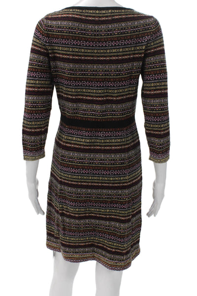 Sparrow Anthropologie Womens Sweater Dress Multi Geo 3/4 Sleeve Size S