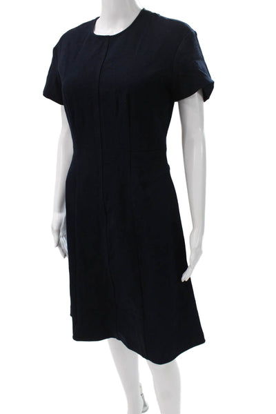 M.M. Lafleur Women Sheath Dress Blue Knee Length Short Sleeve Zip Nylon Size 4