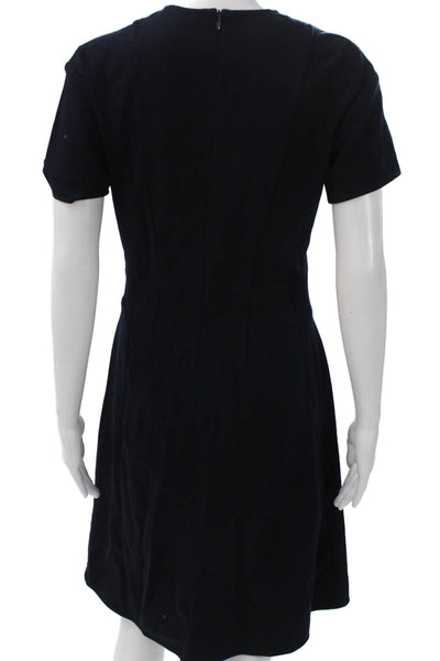 M.M. Lafleur Women Sheath Dress Blue Knee Length Short Sleeve Zip Nylon Size 4
