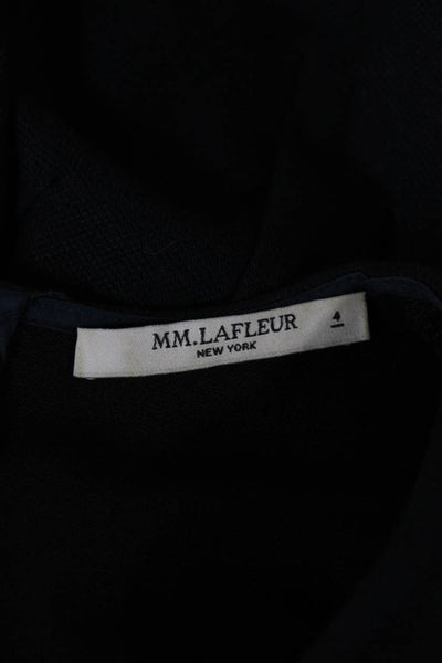 M.M. Lafleur Women Sheath Dress Blue Knee Length Short Sleeve Zip Nylon Size 4
