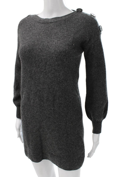 Madewell Women Sweater Dress Gray Wool Blend Boat Neck Long Sleeve Mini Size XS