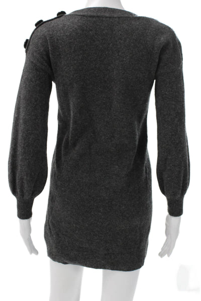 Madewell Women Sweater Dress Gray Wool Blend Boat Neck Long Sleeve Mini Size XS