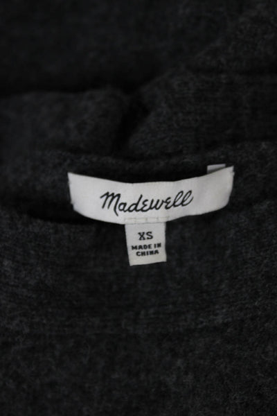 Madewell Women Sweater Dress Gray Wool Blend Boat Neck Long Sleeve Mini Size XS