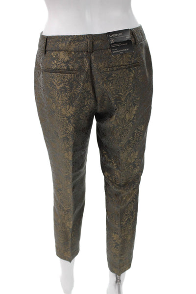 Banana Republic Women Petite Gray Floral Ankle Pants Polyester Zip Size 2P
