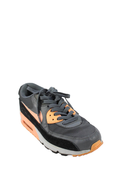 Nike Womens Lace Up Air Max Sneakers Grey Neon Orange Size 9