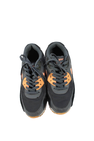 Nike Womens Lace Up Air Max Sneakers Grey Neon Orange Size 9