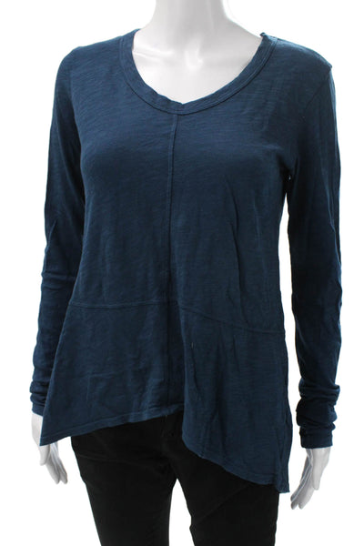 Wilt Women Tunic T-Shirt Blue Cotton V-Neck Long Sleeve Pullover Size XS