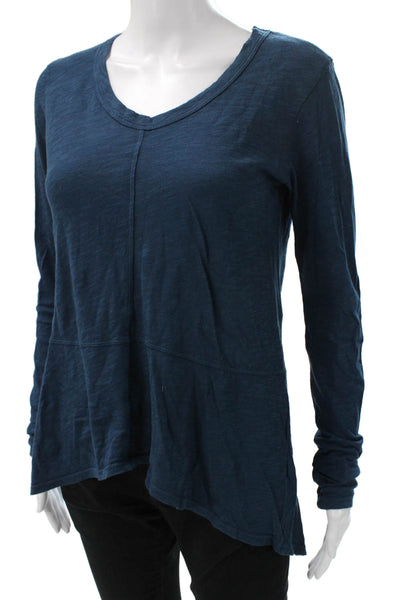 Wilt Women Tunic T-Shirt Blue Cotton V-Neck Long Sleeve Pullover Size XS