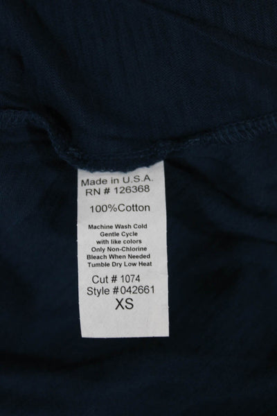 Wilt Women Tunic T-Shirt Blue Cotton V-Neck Long Sleeve Pullover Size XS