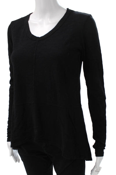 Wilt Womens Tunic V-Neck Long Sleeve Black Cotton Pullover Solid Size XS