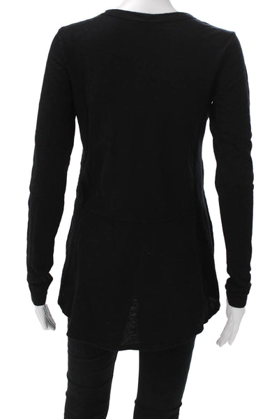 Wilt Womens Tunic V-Neck Long Sleeve Black Cotton Pullover Solid Size XS