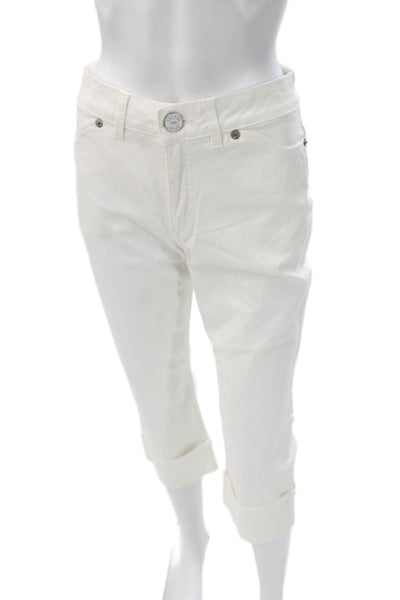 Escada Sport Women Capri Pants White Cotton Blend Size 36