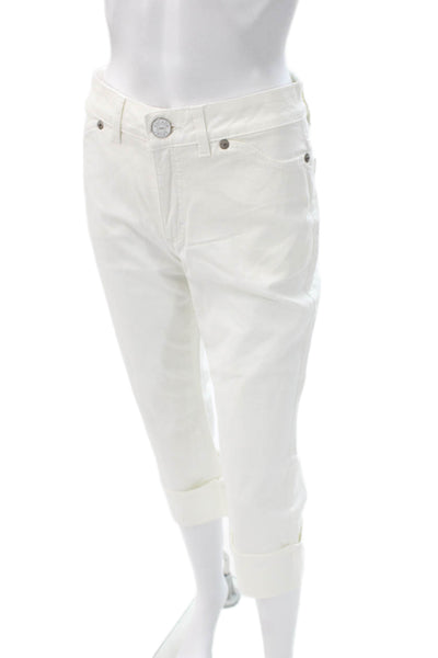 Escada Sport Women Capri Pants White Cotton Blend Size 36