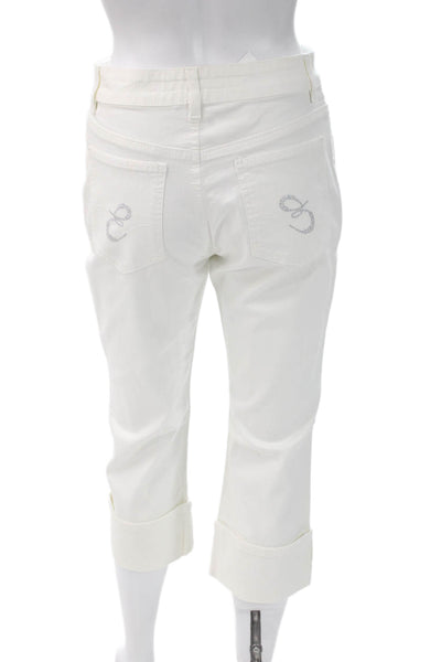 Escada Sport Women Capri Pants White Cotton Blend Size 36