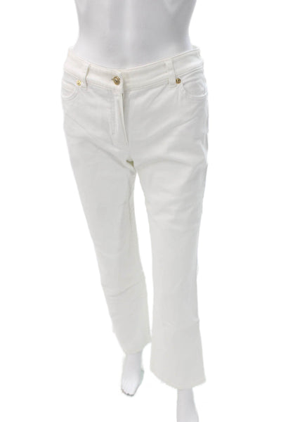 Escada Womens Bootcut Jeans White Cotton Button Size 36