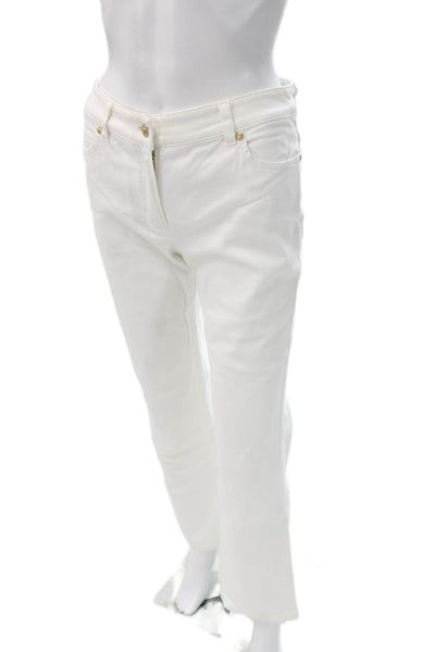Escada Womens Bootcut Jeans White Cotton Button Size 36
