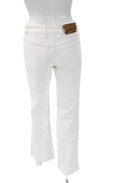 Escada Womens Bootcut Jeans White Cotton Button Size 36